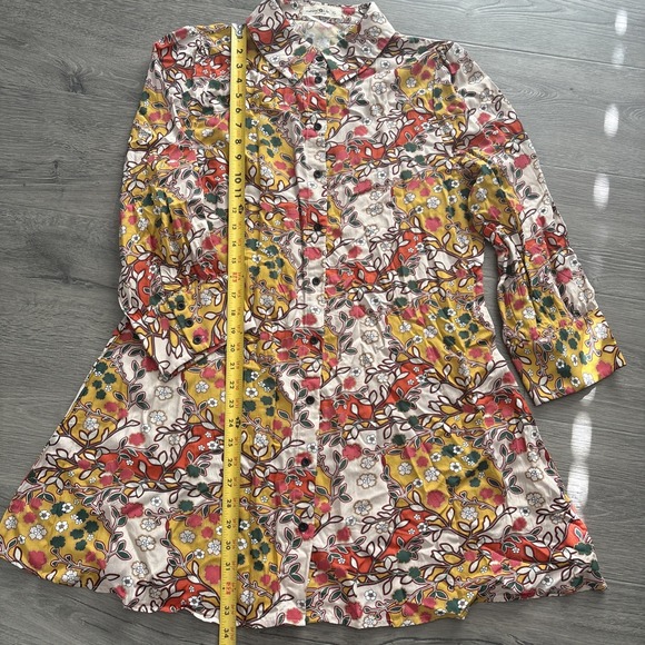 Natural Life size XL Boho Floral Button Front Shirt Dress Rayon Long Sleeve - Picture 8 of 14